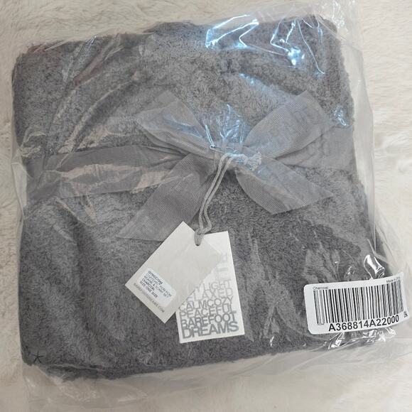Barefoot Dreams CozyChic Pom Pom Beanie & Oversized Scarf Set Charcoal Gray NWT main image 7